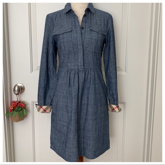 HP🎉 Burberry Gathered Detail Chambray Dress - Picture 2 of 7